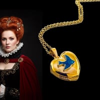 Image 1 of Bluebird sterling silver gold plate heart locket necklace