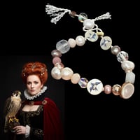 Image 1 of Vintage button, freshwater pearl and crystal bracelet 