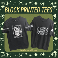 Image 1 of rabbit and cat block printed tee shirts