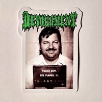 Image 1 of LARGE Devourment John Wayne Gacy Mugshot Glossy Finish LAMINATED Vinyl Sticker