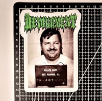 Image 2 of LARGE Devourment John Wayne Gacy Mugshot Glossy Finish LAMINATED Vinyl Sticker