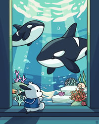 Image 2 of Artprint - Pochacco's aquarium trip (15x19cm)