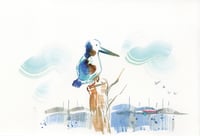 Image 1 of VENDUE Aquarelle originale "Martin pêcheur"