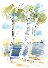 Image 1 of Aquarelle originale "Pins maritime #1"