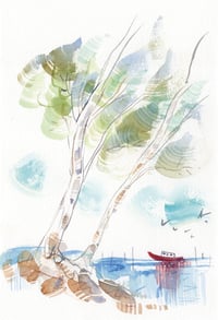 Image 1 of VENDUE Aquarelle originale "Pins maritime #2"