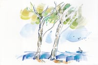 Image 1 of Aquarelle originale "Pins maritime #3"