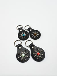 Image 1 of Round Leather Keychain Black