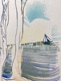 Image 3 of Aquarelle originale "Pins maritime #1"