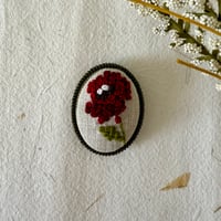 Image 3 of Hand-embroidered flower brooch, Unique handmade floral pin, Floral embroidered brooch, Artisan embro