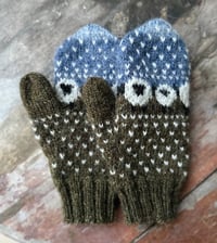 Image 2 of “Baa-ble” mittens - Moor green - Ready to ship