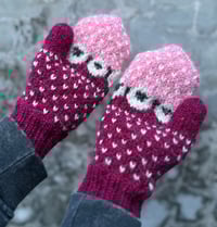 Image 2 of “Baa-ble” mittens - Maroon - Ready to ship