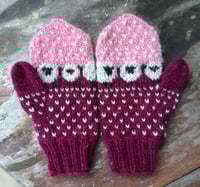 Image 3 of “Baa-ble” mittens - Maroon - Ready to ship