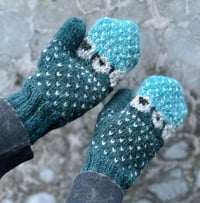 Image 3 of “Baa-ble” mittens - Glacier blue - Ready to ship