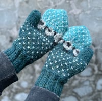 Image 2 of “Baa-ble” mittens - Glacier blue - Ready to ship