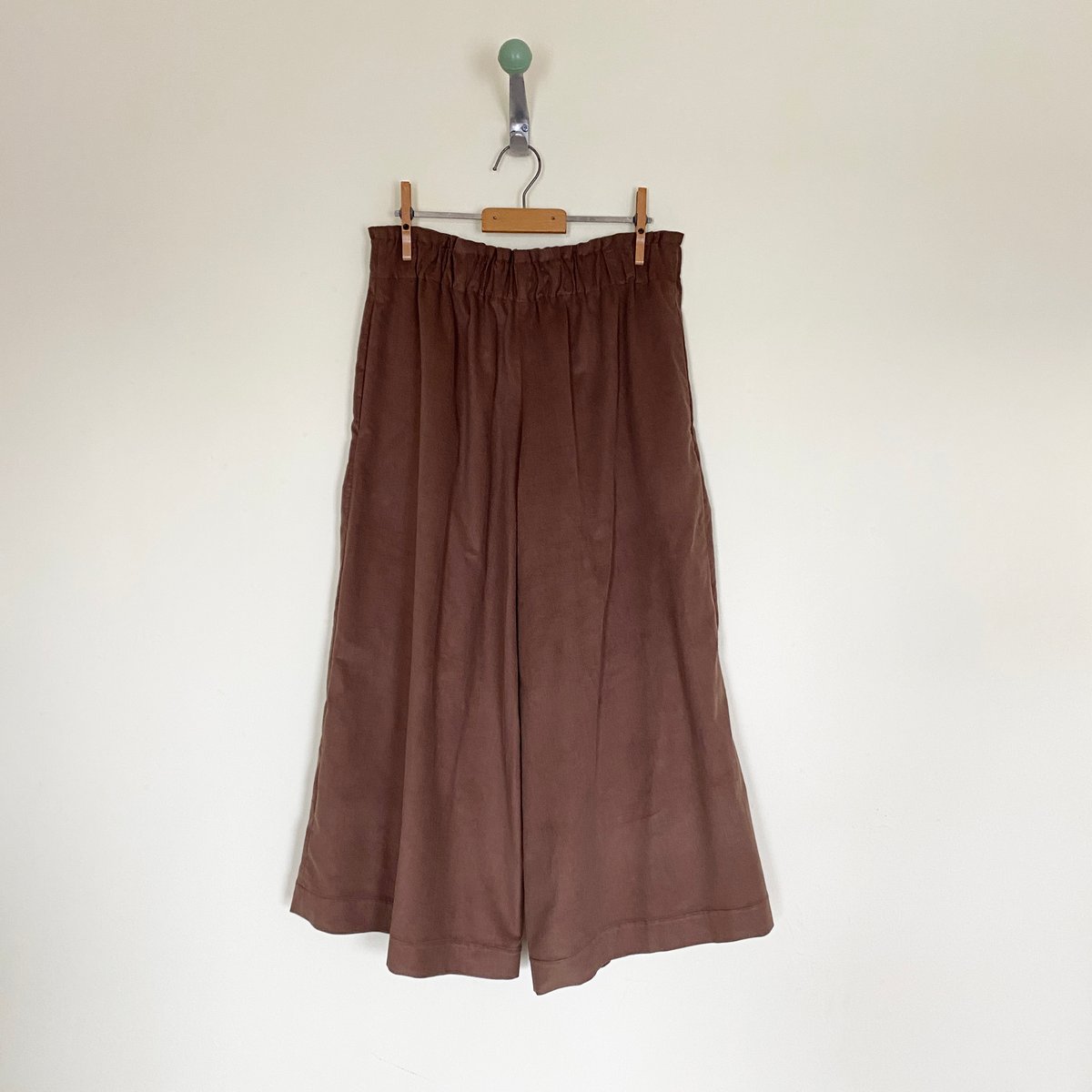 Image of Corduroy Ruched Waist Wide Leg Trousers