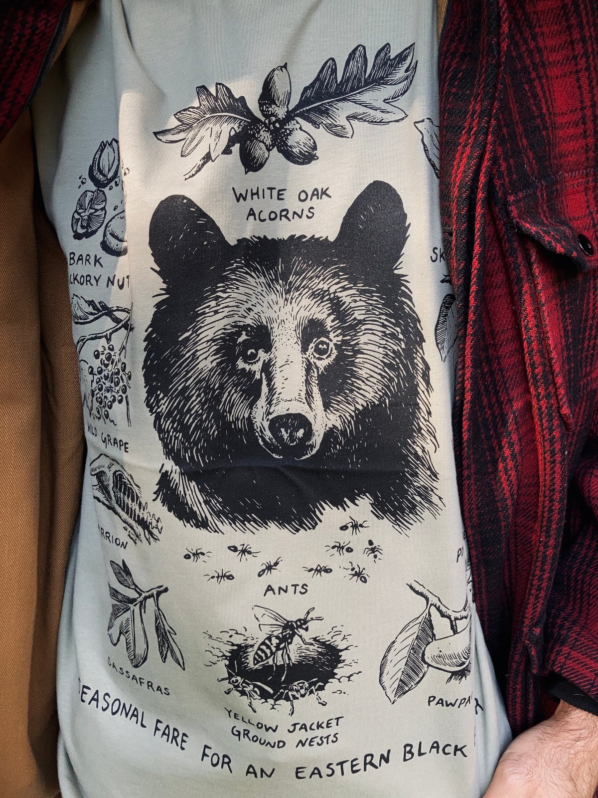 ナイトレイドBear Tee  FOREST柄 Bear T-shirt Forest Unisex Shirt Bear Scene Graphic Tee Nature