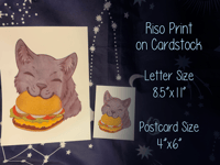 Image 3 of Burger Cat Riso Print