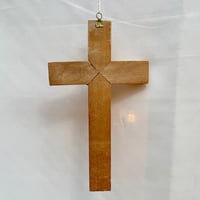Image 6 of Grand Crucifix Antique - Jésus Christ sur la Croix - Métal Argenté & Bois Clair - 37 cm