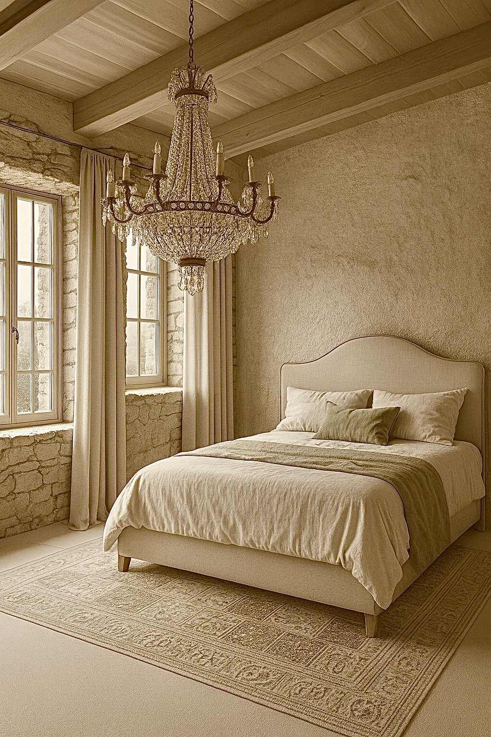 Image of Letto imbottito sfoderabile in misto lino "Linara" con testata sinuosa