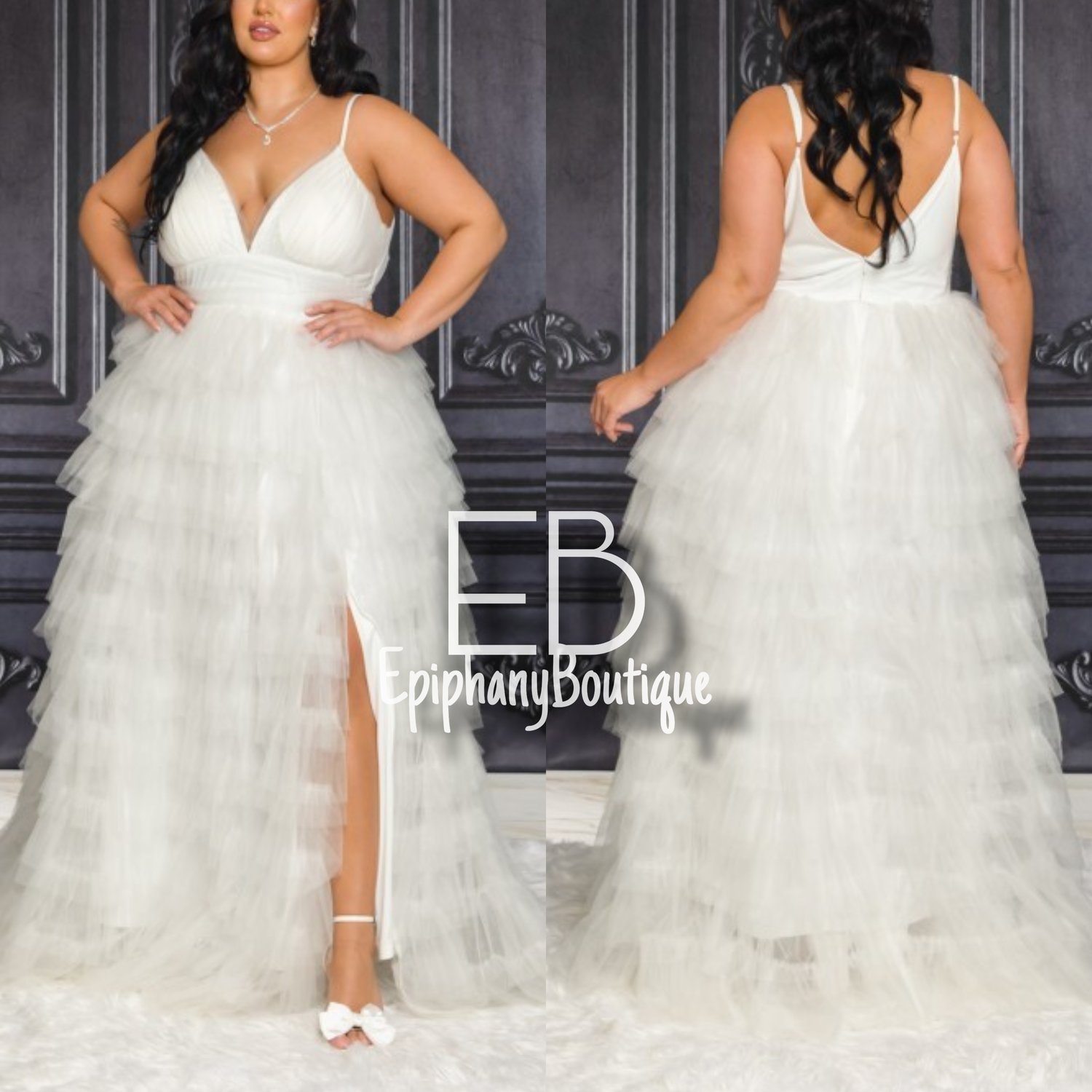Image of The Gabriella Tiered Gown-**Plus/Curvy**