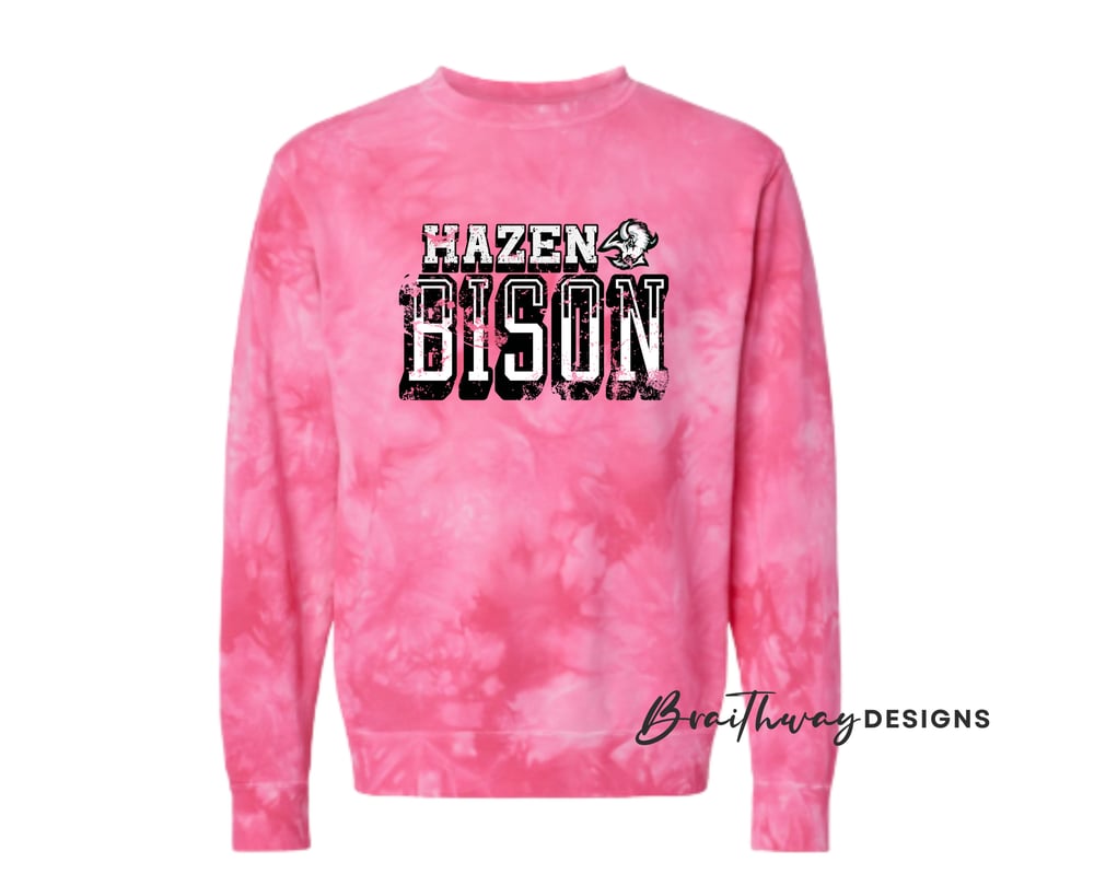 PREORDER - HAZEN BISON PINK TIE-DYED MIDWEIGHT CREWNECK + HOODIE ADULT