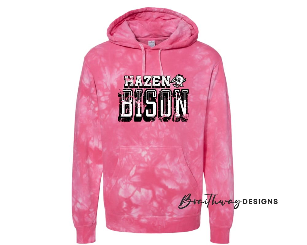 PREORDER - HAZEN BISON PINK TIE-DYED MIDWEIGHT CREWNECK + HOODIE ADULT