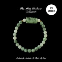 Image 1 of Moss In Snow Jade Energy Bracelet Barrel (Smooth Path)
