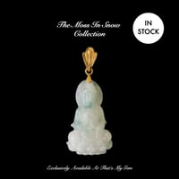 Image 1 of 10K Moss In Snow Jade Kuan Yin Pendant