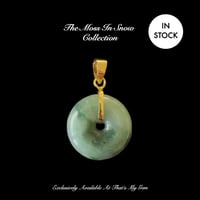 Image 1 of 10K Moss In Snow Jade Mini Disc Pendant