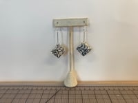 Earrings - Black and White Montstera 