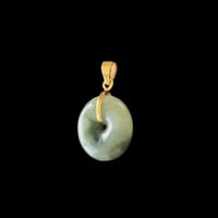 Image 2 of 10K Moss In Snow Jade Mini Disc Pendant