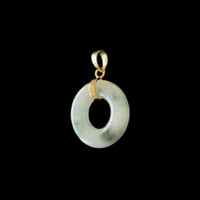 Image 2 of 10K Moss In Snow Jade Donut Pendant