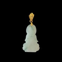 Image 3 of 10K Moss In Snow Jade Kuan Yin Pendant