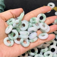 Image 3 of 10K Moss In Snow Jade Donut Pendant