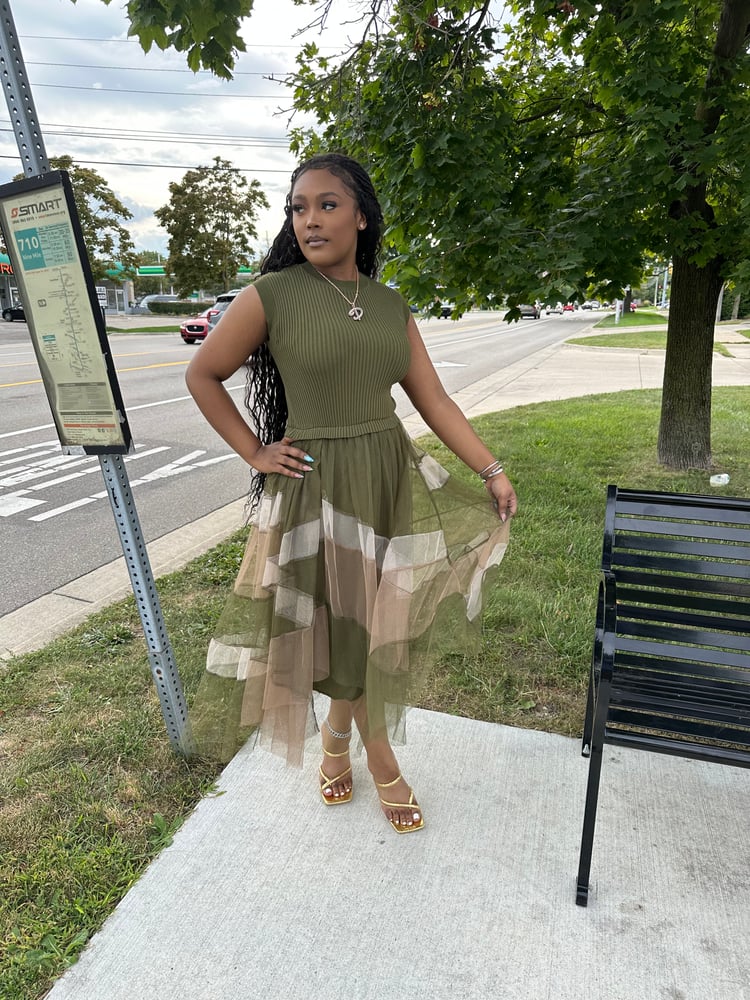 Image of Olive tulle dress