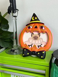 Image 1 of Pumpkin Cat Framed Original Painting