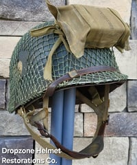 Image 5 of WWII M2 101st Airborne Helmet 502nd PIR NCO D-bale Front Seam & Paratrooper liner. 1st Aid Kit.