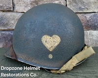 Image 2 of WWII M2 101st Airborne Helmet 502nd PIR NCO D-bale Front Seam & Paratrooper liner. 1st Aid Kit.