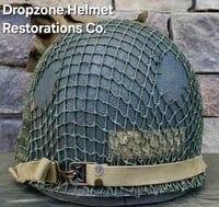 Image 6 of WWII M2 101st Airborne Helmet 502nd PIR NCO D-bale Front Seam & Paratrooper liner. 1st Aid Kit.