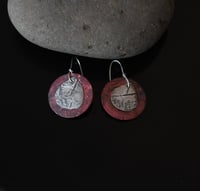 Image 2 of Leaf Impression Silver Copper Earrings