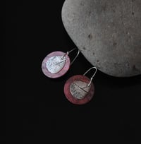 Image 1 of Leaf Impression Silver Copper Earrings