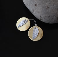 Image 1 of Silver and Brass Leaf Impression Earrings