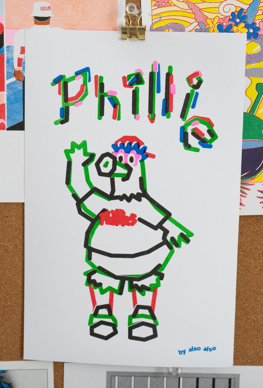 Image of Phillie Phanatic Risograph Print
