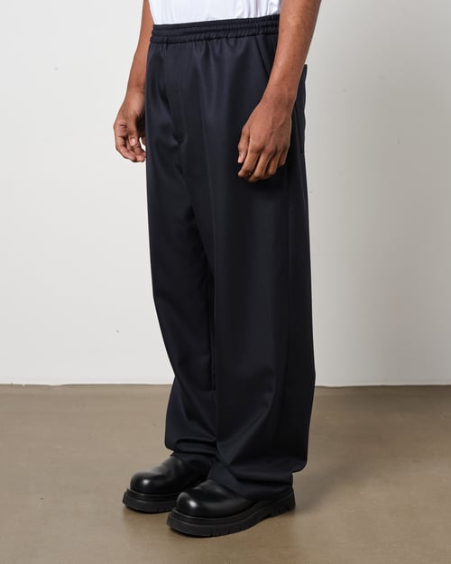Image of Navy Wool Twill Track Pants