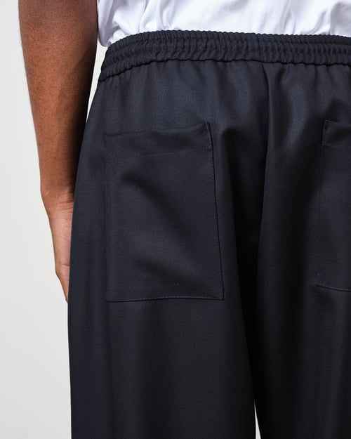 Image of Navy Wool Twill Track Pants