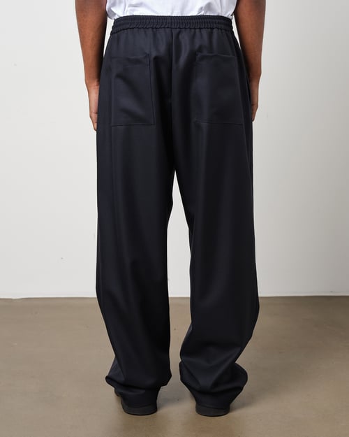Image of Navy Wool Twill Track Pants