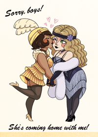 Image 1 of LesBruAbba prints, stickers, and buttons, logo pride flags