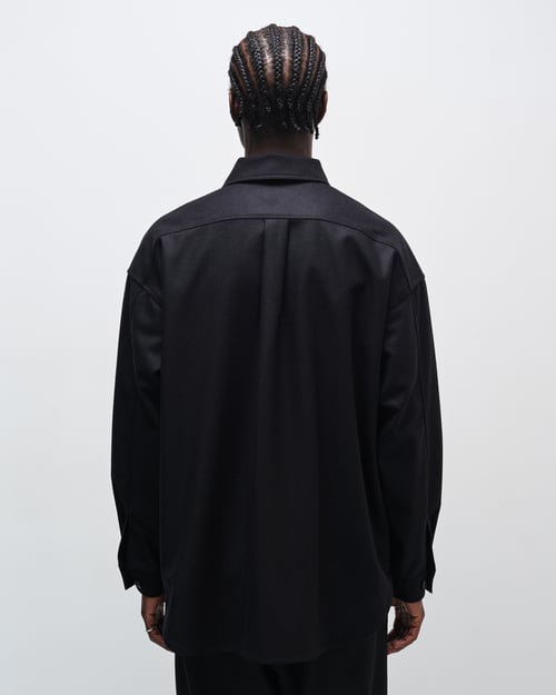 Image of Black Flannel Wool Minimal Shirt