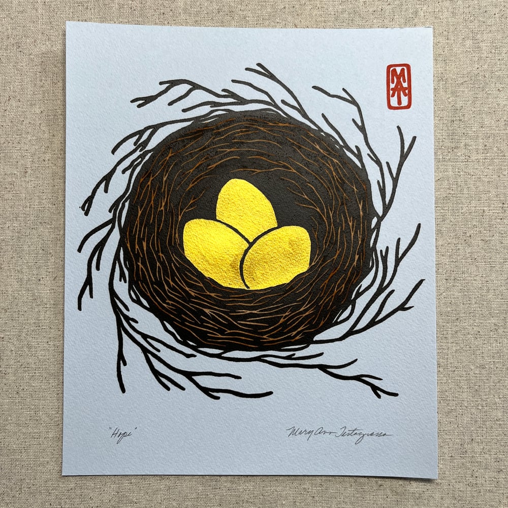 Image of Hope (hand painted linocut print)