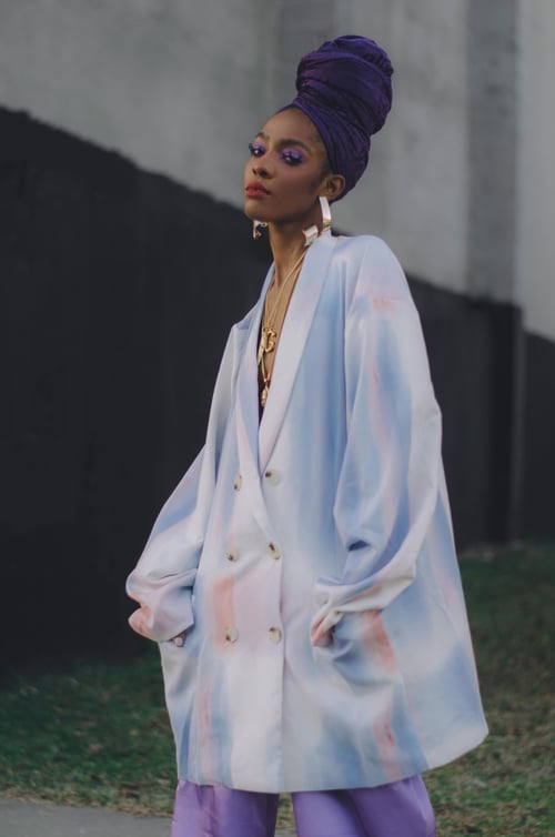 Image of Modern Eshal Watercolor Double  Breasted Blazer